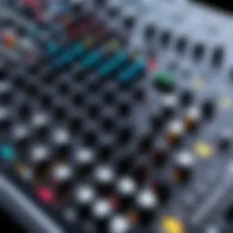 An advanced audio mixer interface showcasing various controls and features.