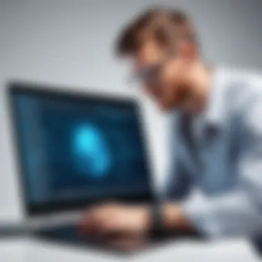 Harnessing Technology for Precision An individual engaged in digital editing on a laptop