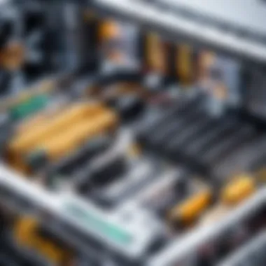 Key Components of a Mining Rig Close-up view of essential components required for building a mining rig.