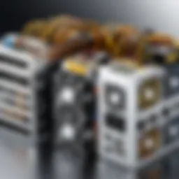 A graphical representation of different types of cryptocurrency mining rigs showcasing their configurations.