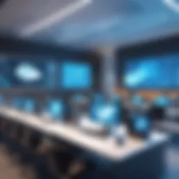 A futuristic classroom equipped with advanced technology