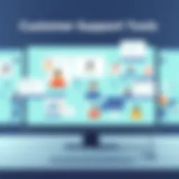 Diverse customer support tools showcased on a digital interface