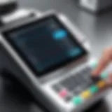 Detailed view of a modern POS terminal in action