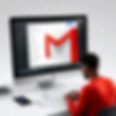 Illustration of a user accessing Gmail on a digital device