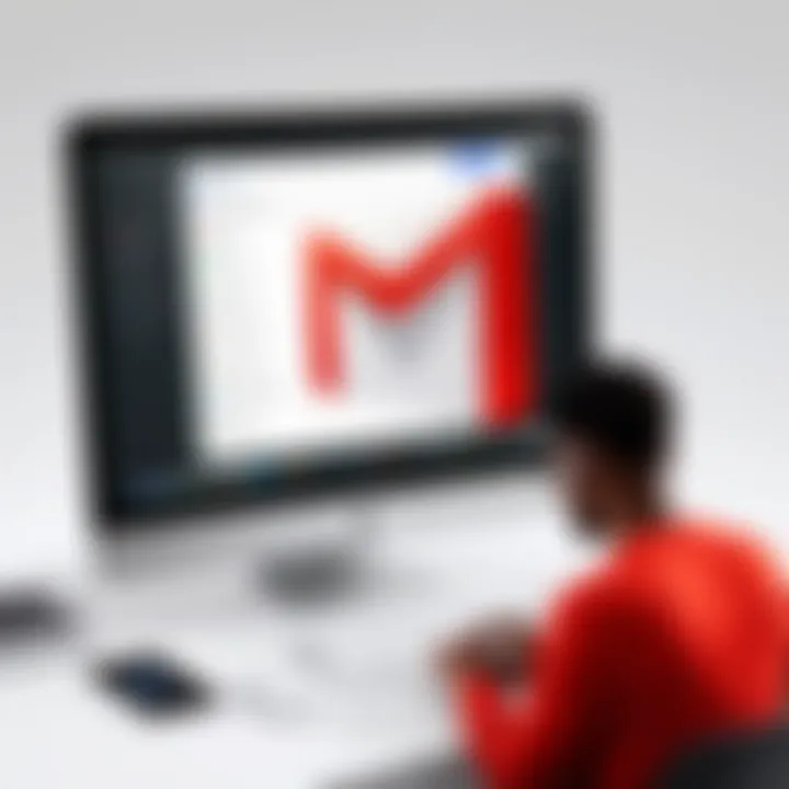 Illustration of a user accessing Gmail on a digital device