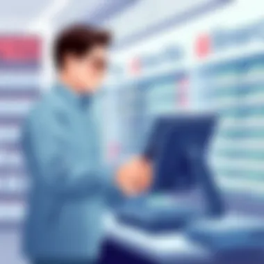 Customer Engagement with Microsales POS Customer engaging with a microsales POS system at a retail store