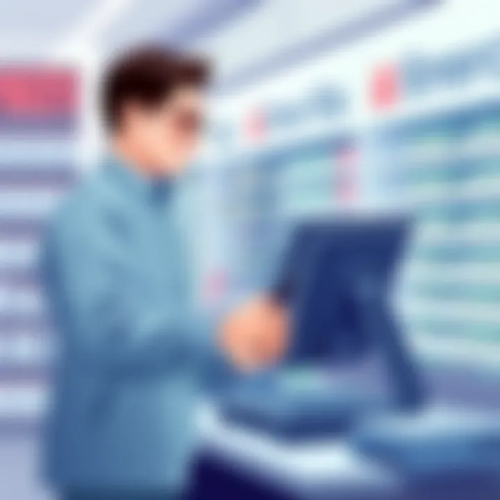 Customer Engagement with Microsales POS Customer engaging with a microsales POS system at a retail store