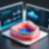 An interface showcasing various dental software features and tools.
