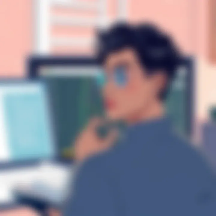 A thoughtful individual immersed in digital reading and streaming