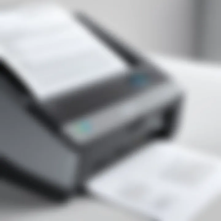 Close-up of key features of a document scanner