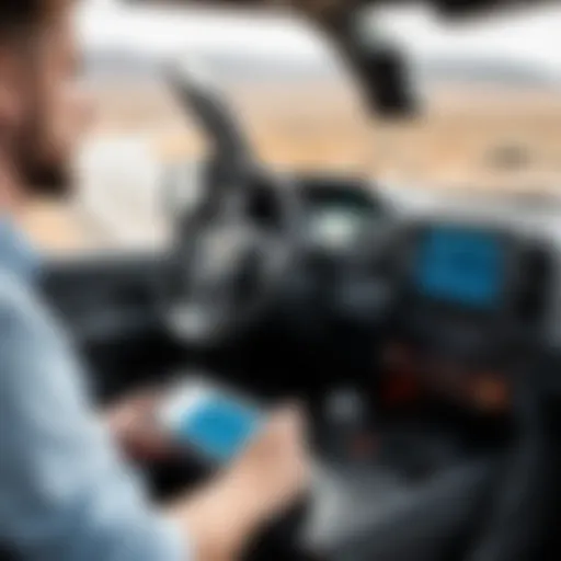 Showcasing eRoad ELD device in a truck cab