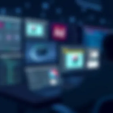 Screens showcasing Adobe applications in use