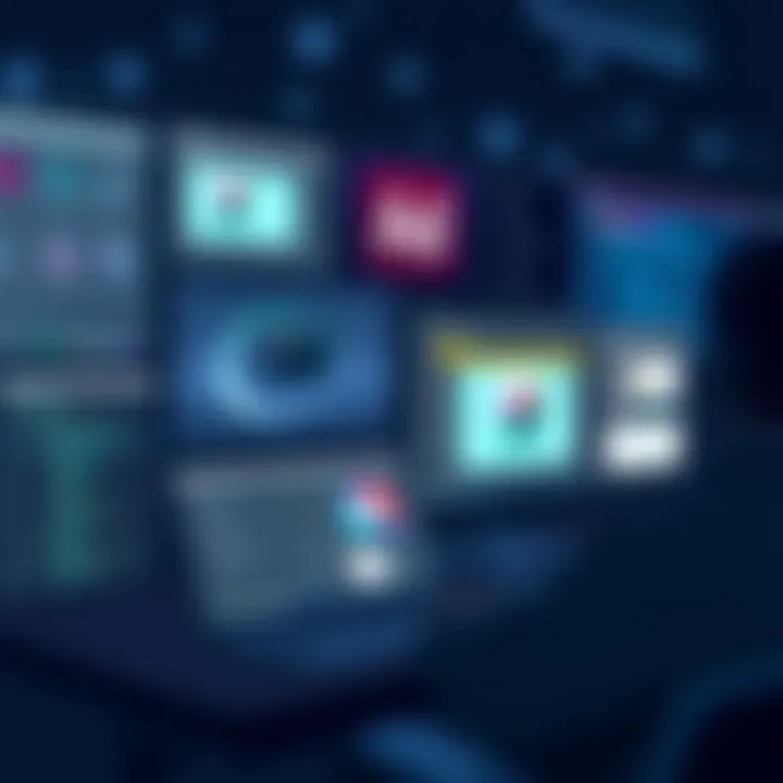 Screens showcasing Adobe applications in use