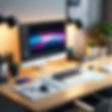 Creative Design Workspace Creative workspace displaying various design tools