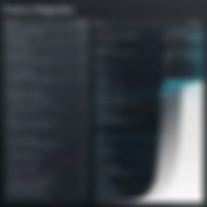 Comparison chart showcasing features of design programs