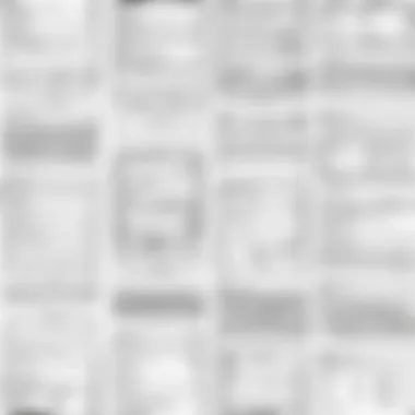 A diverse array of low-fidelity prototypes created using Balsamiq Wireframes Free.