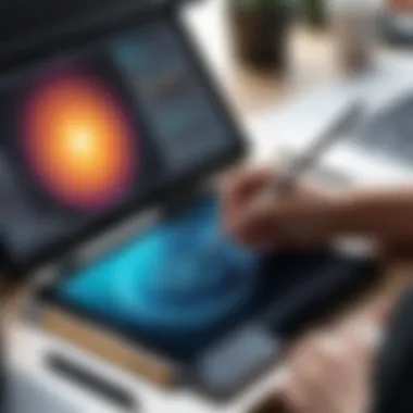 Creating Art with Digital Drawing Devices Artist using a stylus on a tablet to create digital art