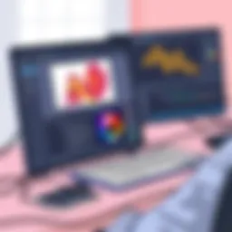 Artistic software interface showcasing editing tools