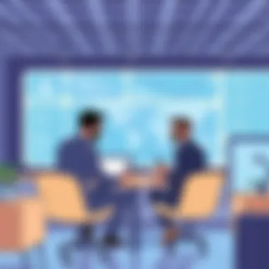 Business professionals analyzing cloud service options