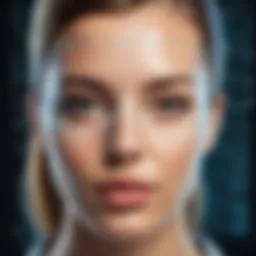 An abstract representation of facial recognition technology analyzing facial features