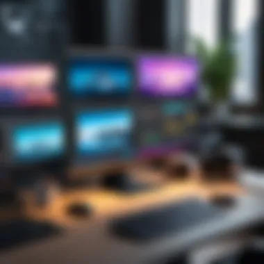 Creative Workspace with Video Editing Tools A creative workspace showcasing video editing tools