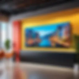 A vibrant digital signage display showcasing educational content