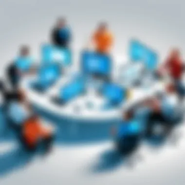 Team Collaboration with IT Help Desk Tools Team collaborating using IT help desk tools
