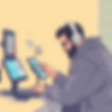 Freelance Opportunities at Your Fingertips A freelancer engaging with a marketplace platform on a device