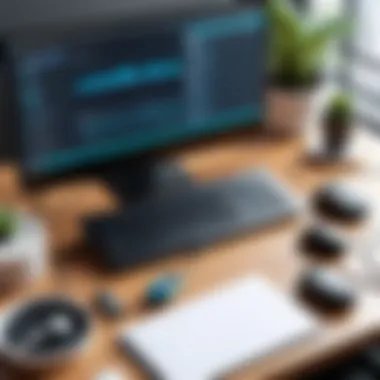 Transcription Tools and Technology A modern workspace equipped with transcription tools and technology