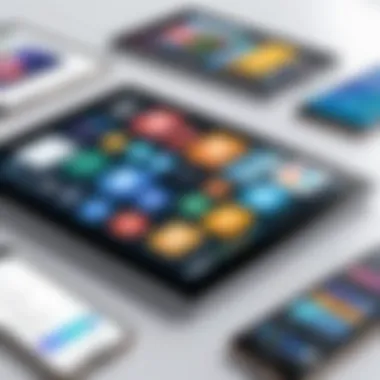 Diverse Mobile Software Tools A diverse range of mobile software tools displayed on a tablet.