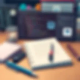 A visually appealing digital note-taking interface showcasing various features