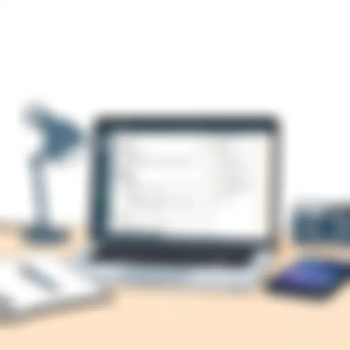 A minimalist workspace with a laptop displaying an organized note-taking app