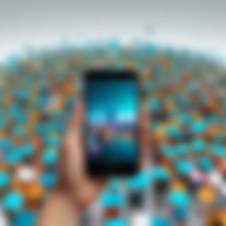 A dynamic community of digital artists sharing their creations through a phone art application.