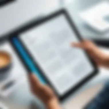 Navigating PDFs on a Tablet A user navigating through a PDF document on a tablet.