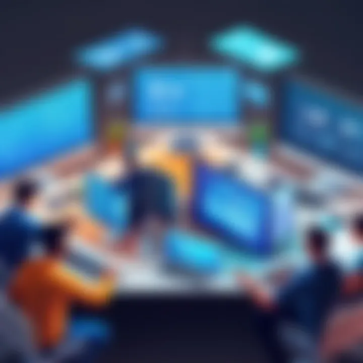 Illustration of a small team collaborating using Instagantt for project management.