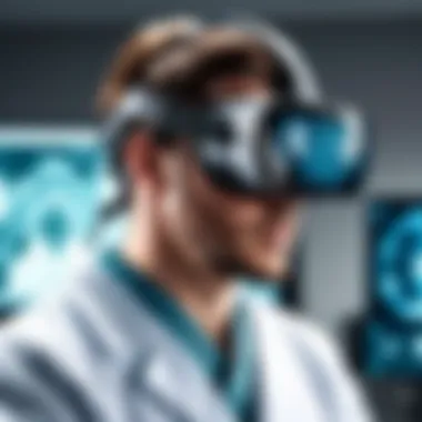 A medical professional using virtual reality for surgical training