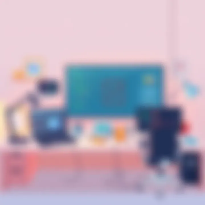 A digital workspace featuring collaborative tools and applications.