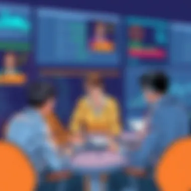 An interactive session showcasing teams using collaboration software effectively.