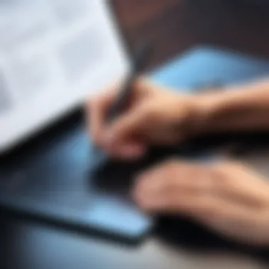 Stylus Signing Document on Laptop A close-up view of a stylus signing a document on a laptop