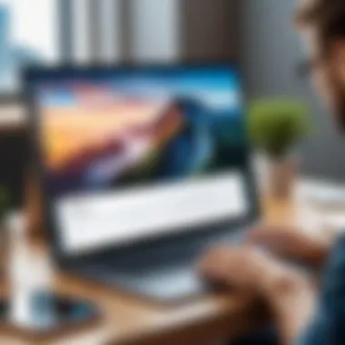 Accessing Remote Desktop Application User accessing a remote desktop application on a laptop