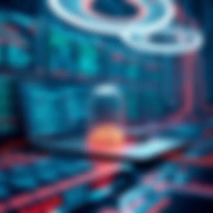 Futuristic depiction of blockchain technology supporting secure transactions