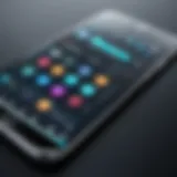A smartphone displaying mobile app functionalities.