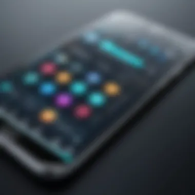 Mobile App Functionality Showcase A smartphone displaying mobile app functionalities.