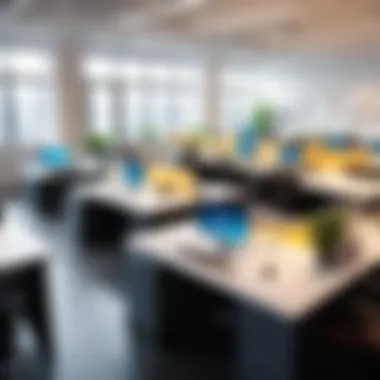 Redefining Office Space for a Productive Workday An office environment showcasing flexible work arrangements