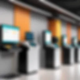 Visual representation of a modern queue management system in a retail setting