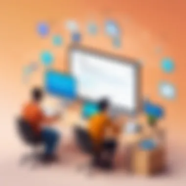 User Journey in Selecting a Web Builder A conceptual illustration depicting the user journey in selecting a web builder.