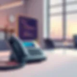 A serene office environment with a telephone and a soothing background