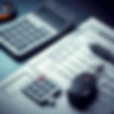 Calculator and financial documents next to a vehicle key