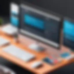 Conceptual representation of a digital workspace with page builders