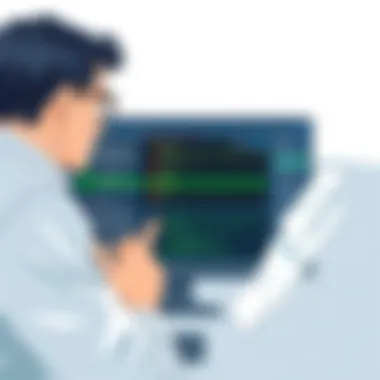 A professional analyzing results from a vulnerability scan on a computer screen.